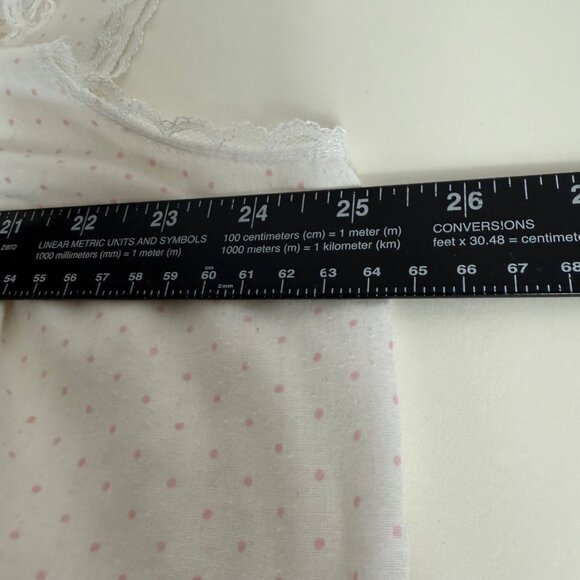 Just For Women White Nightgown Size 1X Pink Polka Dots VTG Lace Trim Sleeveless - Picture 11 of 15